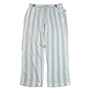 NWT Ellen Tracy Linen Rayon Blend Striped Pants XL Pockets Cozy Beachy Boho Chic